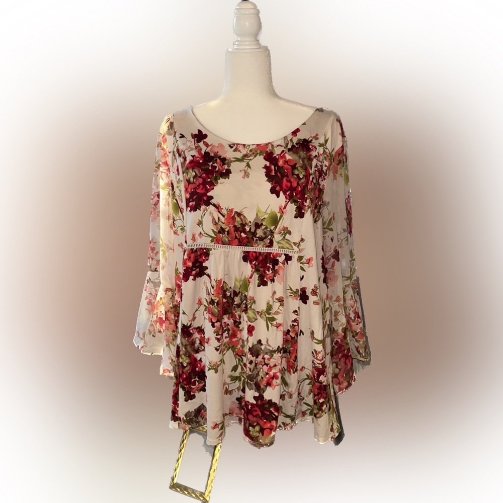 PerSeption Concept White Pink Floral Blouse size XL - Picture 3 of 13